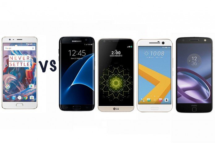 OnePlus 3 vs Samsung Galaxy S7 Edge vs LG G5 vs HTC 10 vs Moto Z