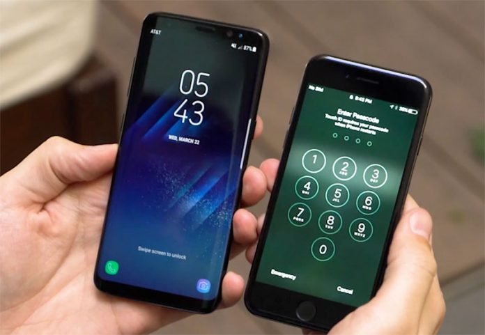 iPhone 7 e Samsung Galaxy S8